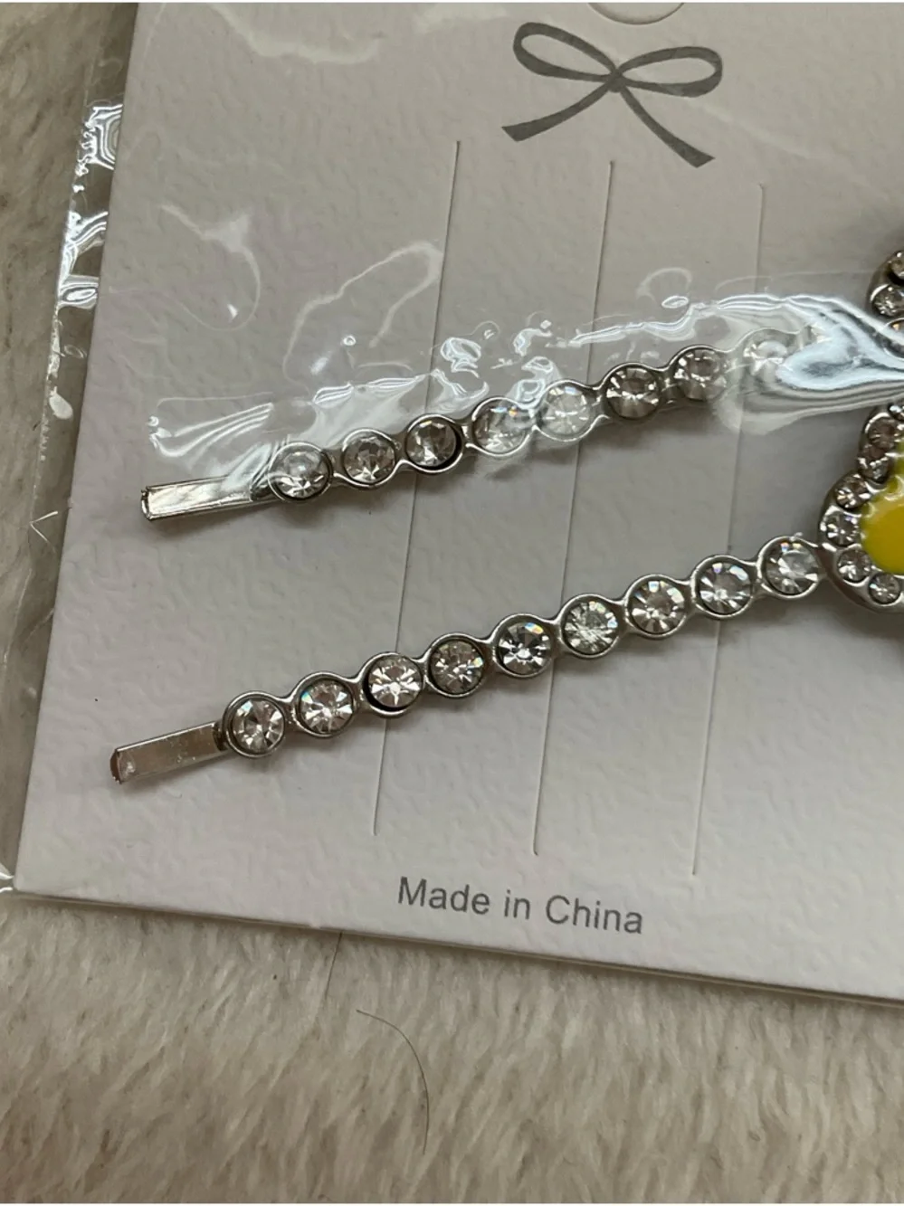 Girls Yellow Clover Rhinestone Hair Clips - Sparkle Accent